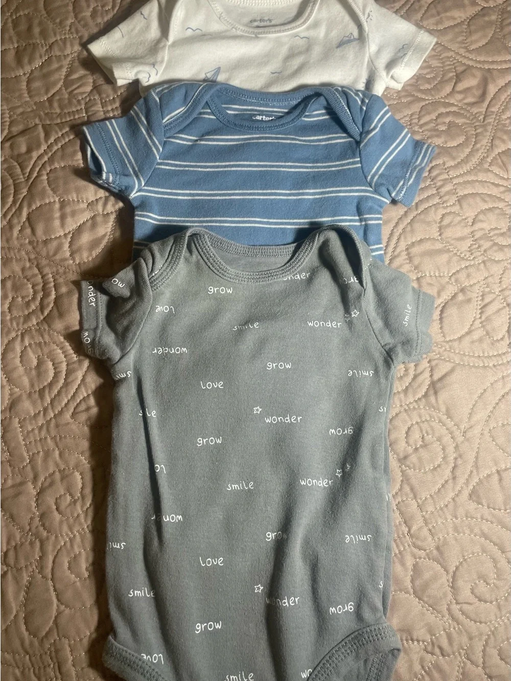 2c Carter's Baby Bodysuit 5pc lot 0-3M Cotton Short Sleeve Tagless